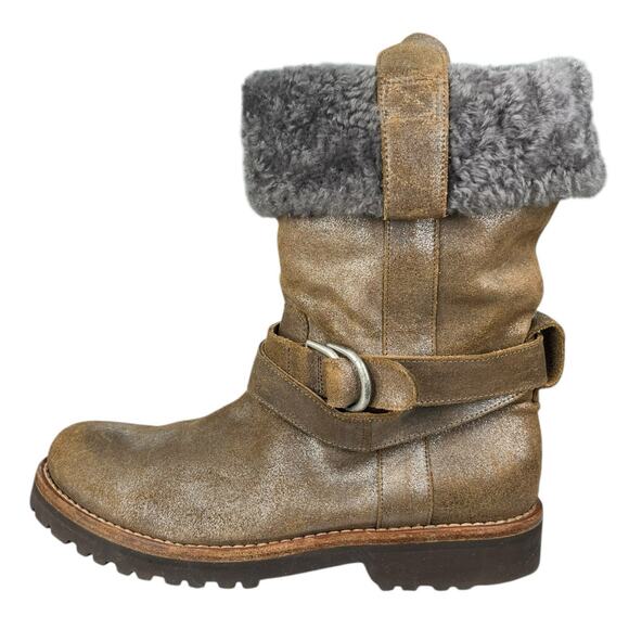 Brunello Cucinelli Women’s Brown Hi Sheen Cuffed Winter Boot Size US 10 - Picture 3 of 10